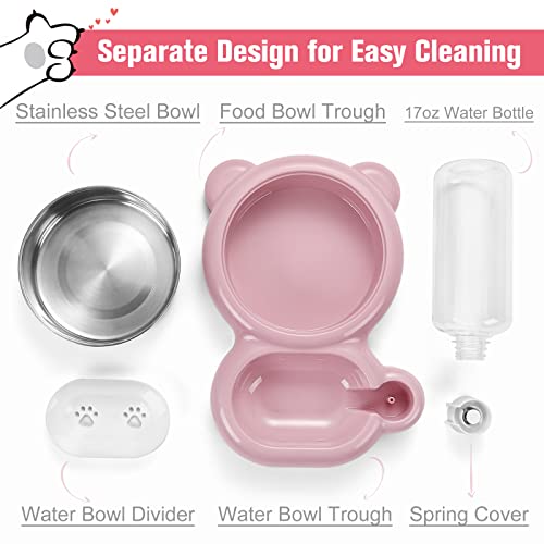 Pink Dog and Cat Bowls with Water Dispenser
