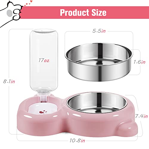Pink Dog and Cat Bowls with Water Dispenser