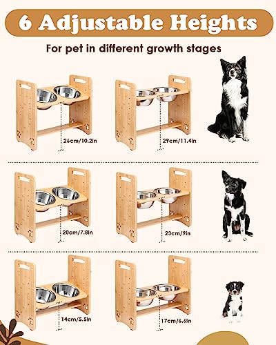Petbank Adjustable Elevated Dog Bowls with Non-Slip Stand