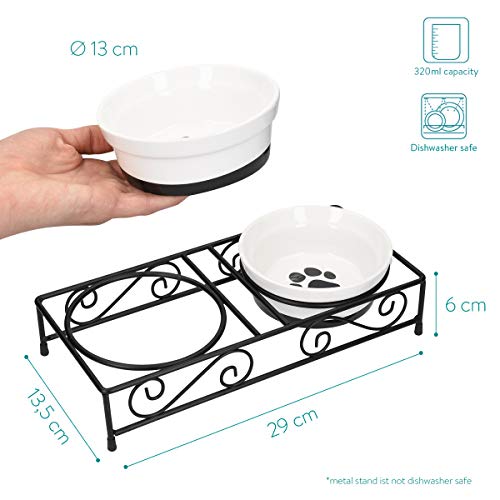 Elevated Ceramic and Metal Food Bowls Set