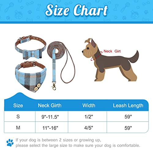 BINGPET Plaid Bow Tie Dog Collar and Leash Set