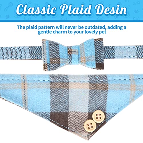 BINGPET Plaid Bow Tie Dog Collar and Leash Set