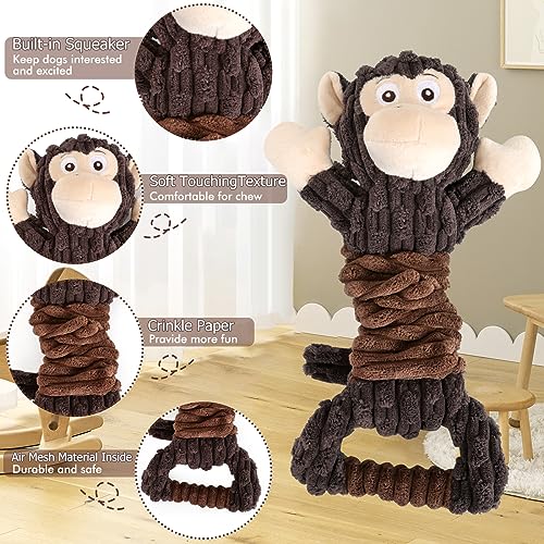 Letsmeet Plush Dog Squeak Toy with Crinkle Paper