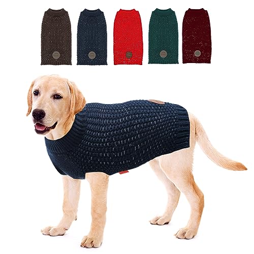 Reflective Poodle Dog Sweater for Large Dogs, Navyblue