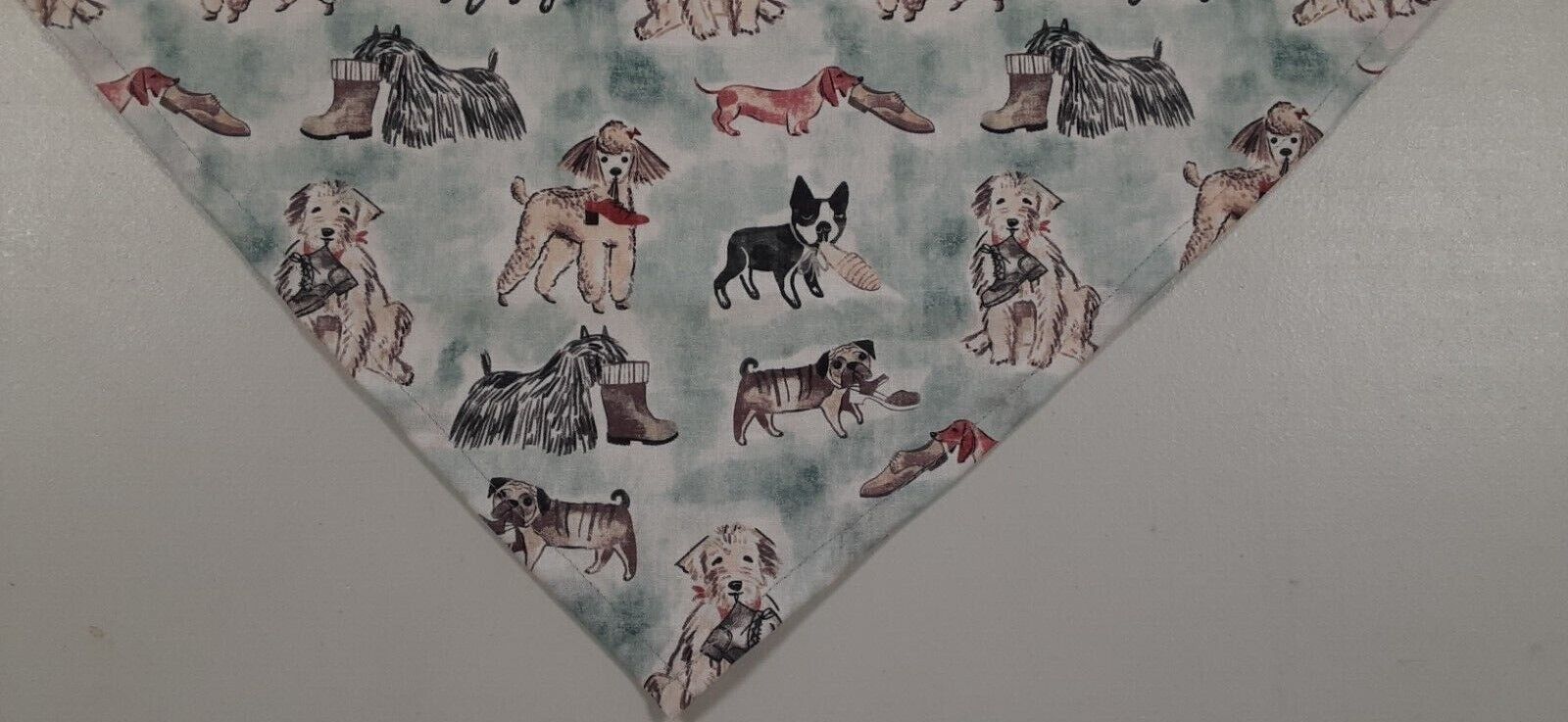 Poodle Dog Bandana/Scarf - Tie On, Shoes - Green