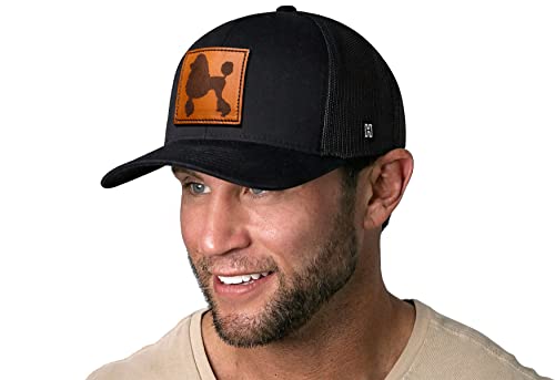 Poodle Dog Leather Trucker Hat - Black