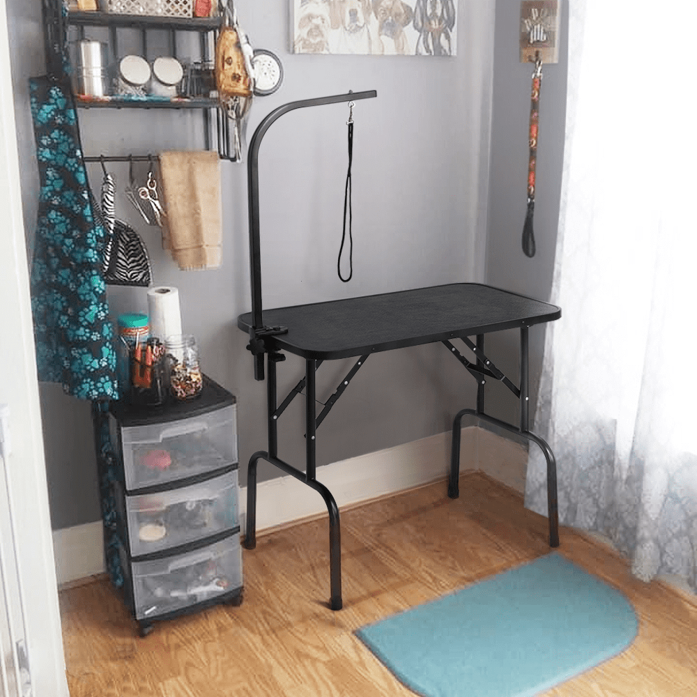 Adjustable Folding Poodle Grooming Table with Noose, Black
