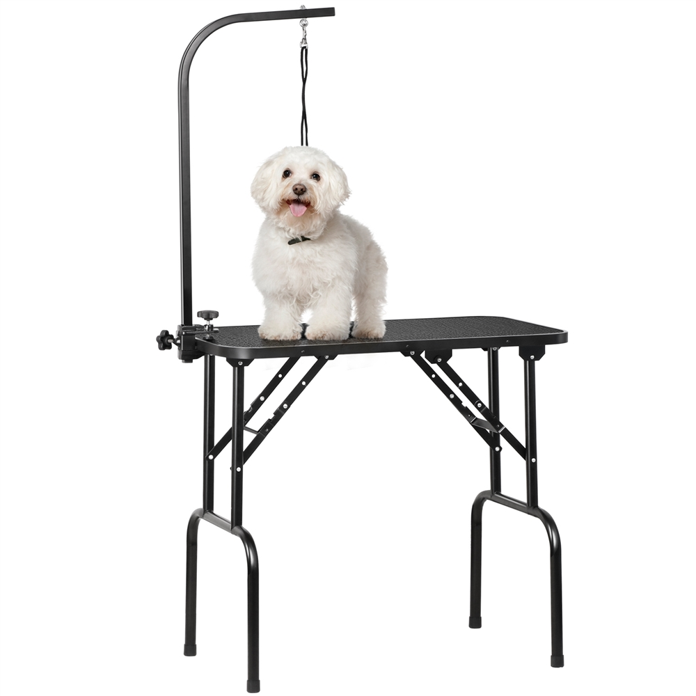 Adjustable Folding Poodle Grooming Table with Noose, Black