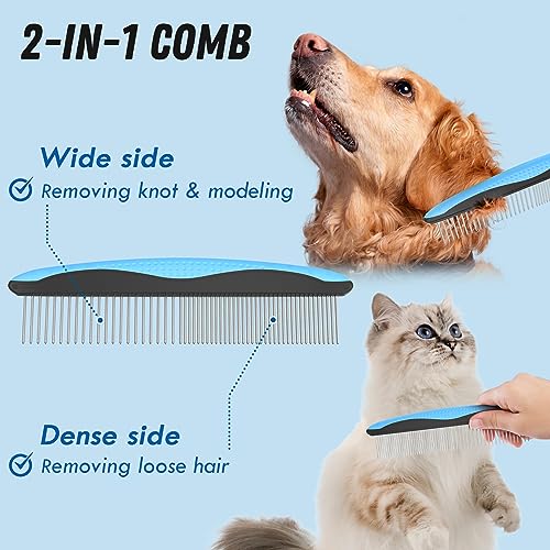 Blue Poodle Grooming Brush and Comb Bundle