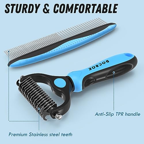Blue Poodle Grooming Brush and Comb Bundle