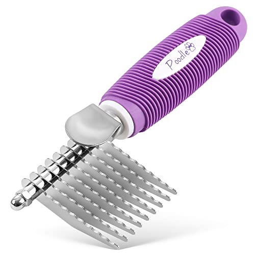 Poodle Pet Dematting Brush with Long Steel Blades