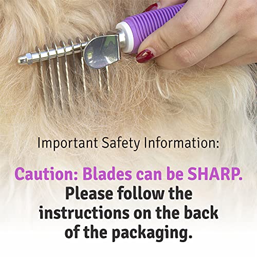 Poodle Pet Dematting Brush with Long Steel Blades