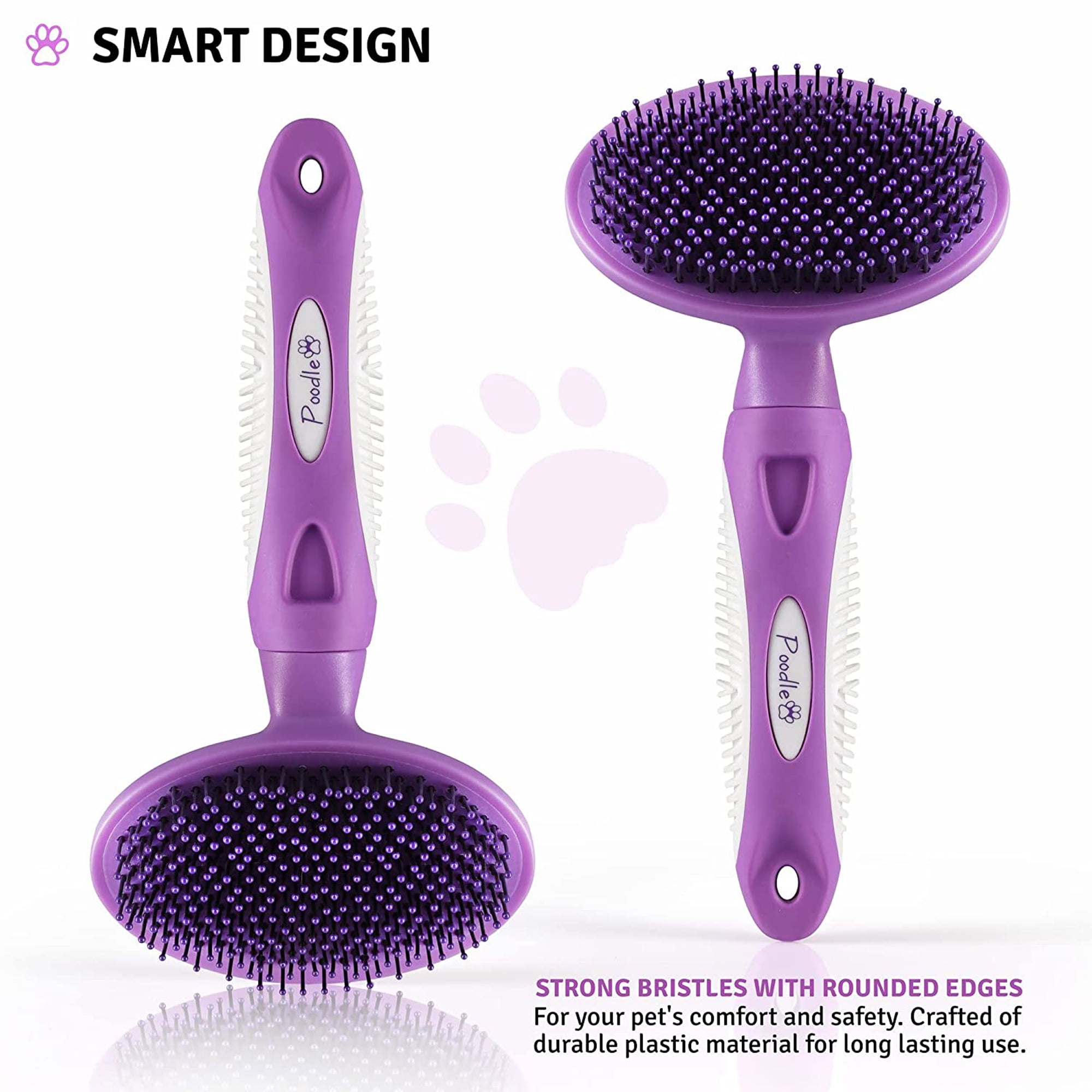 Poodle Pet Round Bristle Hair Brush: Dogs & Cats