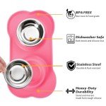 Stainless Steel Non-Spill Dog Bowls with Silicone Base