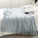 Soft Cozy Knitted Throw Blanket with Fringe