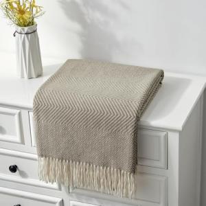 Cozy Faux Cashmere Throw with Pom Poms