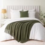 BATTILO HOME Olive Green Textured Knit Throw Blanket