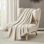 BOURINA Beige Faux Cashmere Throw Blanket 50x70 Inches