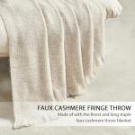 BOURINA Beige Faux Cashmere Throw Blanket 50x70 Inches