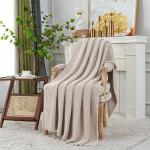Beige Organic Cotton Americana Throw Blanket, 60x80 Inch