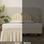 Beige 3-Sided Fitted Bed Skirt, Easy Install