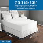 Queen Size Pleated Bed Skirt with Embroidery