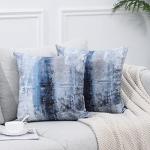 Blue and Grey Abstract Art Pillow Covers - Set of 2