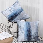Blue and Grey Abstract Art Pillow Covers - Set of 2