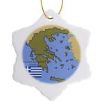 Greece Map and Flag Snowflake Ornament