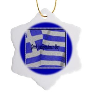 Greek Independence Day Snowflake Porcelain Ornament