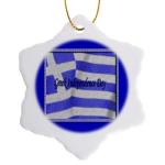 Greek Independence Day Snowflake Porcelain Ornament