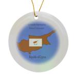 Cyprus Map and Flag Circle Porcelain Ornament