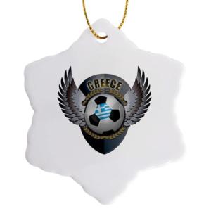 Greece Soccer Ball Crest Snowflake Ornament