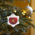Greek Happy Easter Red Cross Snowflake Ornament