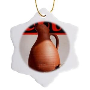Snowflake Ornament - Ancient Greek Clay Pitcher Replica