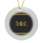 Golden Yellow Ancient Greek Spirals Porcelain Ornament