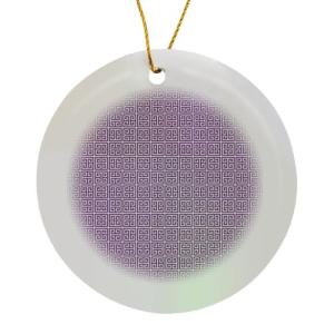 Purple and White Greek Key Porcelain Ornament