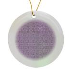 Purple and White Greek Key Porcelain Ornament