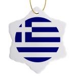 Greek Flag Snowflake Porcelain Ornament - 3 Inch