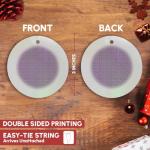 Purple and White Greek Key Porcelain Ornament