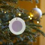 Purple and White Greek Key Porcelain Ornament