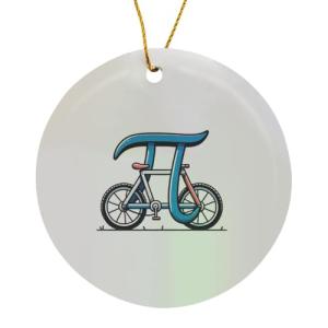 Funny Greek Pi Biker 3D Porcelain Ornament