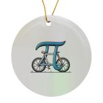 Funny Greek Pi Biker 3D Porcelain Ornament