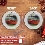 Mykonos Harbor Fishing Boats Porcelain Ornament