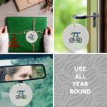 Funny Greek Pi Biker 3D Porcelain Ornament