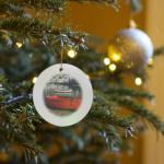 Mykonos Harbor Fishing Boats Porcelain Ornament