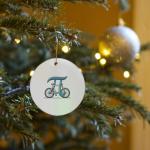 Funny Greek Pi Biker 3D Porcelain Ornament