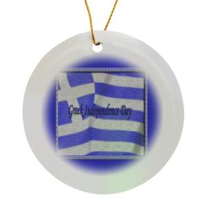 Greek Independence Day Porcelain Ornament with Flag