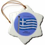 Greek Flag Waving Snowflake Ornament, 3-Inch
