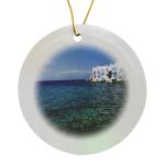Mykonos Waterfront Circle Porcelain Ornament